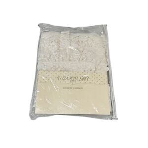 Vintage Elizabeth Gray Eggshell Lace Amboise Insert Valance Curtain Panel 46X14